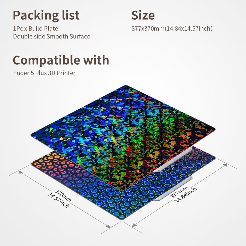 NorthRenda Upgrades Ender 5 Plus Build Plate Smooth PEK PEC Spring Steel Sheet 377x370mm/14.84x14.56inch Flexible Heated Bed for 3D Print - Image 2